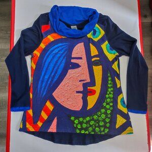 Simple Art by Dolcezza designer turtle neck blouse multi-colour women's  size M